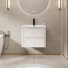Meuble-lavabo mural 24 po avec comptoir intégré, meuble-lavabo flottant moderne peint à la main avec 2 tiroirs et bords arrondis