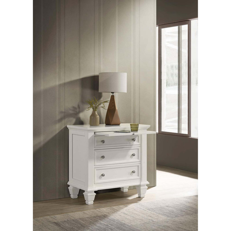 3-Drawer Nightstand with Pull Out Tray