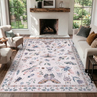 Goldene Animal & Insect Machine Washable Area Rugs with Non-Slip Backing for Living Room, Dining Room, Bedroom