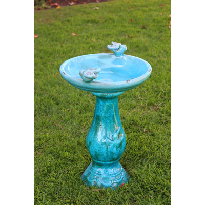 Outdoor Antique Ceramic Birdbath,  25"