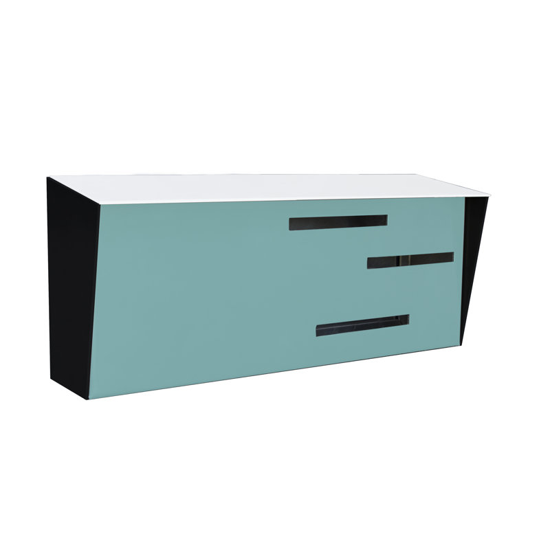 Modern Mailbox Wall Mounted Mailbox, White/Black/Robin Egg