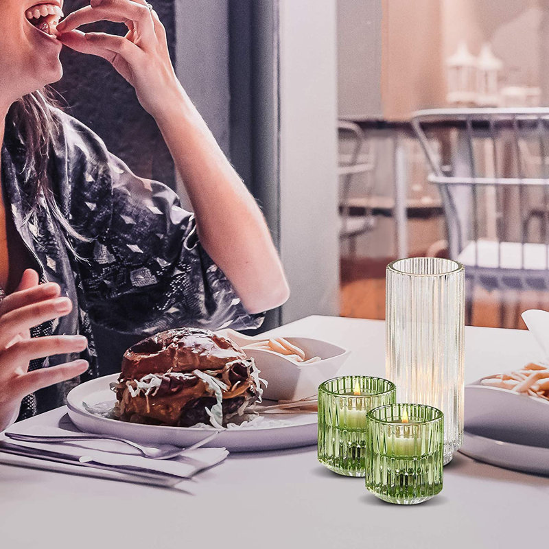 2.25'' H Glass Tabletop Votive Holder, Green