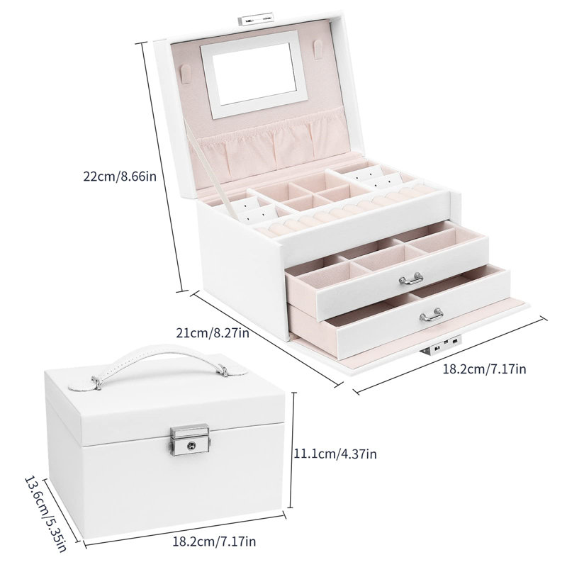 Azbane Jewellery Box +, White
