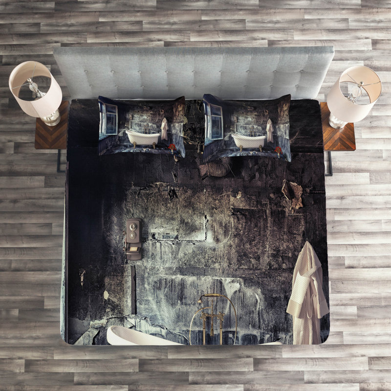 Industrial Polyester Coverlet, King Bedspread + 2 Shams
