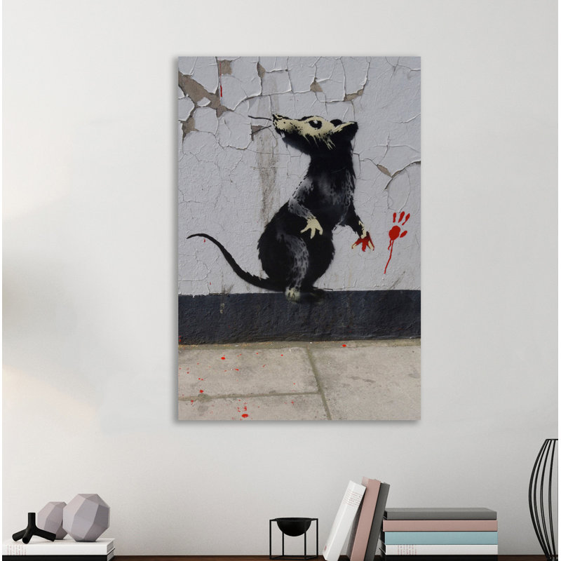 Rat par Banksy - impression sur toile tendue, H 42 po x l 28 po x P 1,5 po