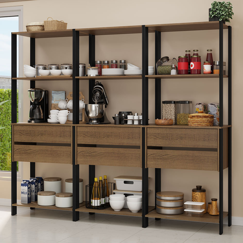 Hokku Designs Kitchen Pantry Storage Rack with 6 Drawers and Open ...