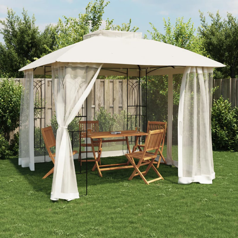 Cascia Powder Coated Steel Gazebo, Cream