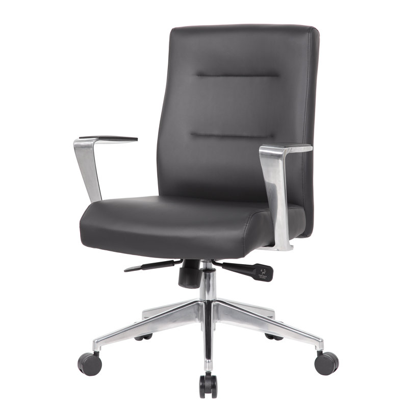 Black Vinyl Executive Swivel Conference Chair with Metal Base