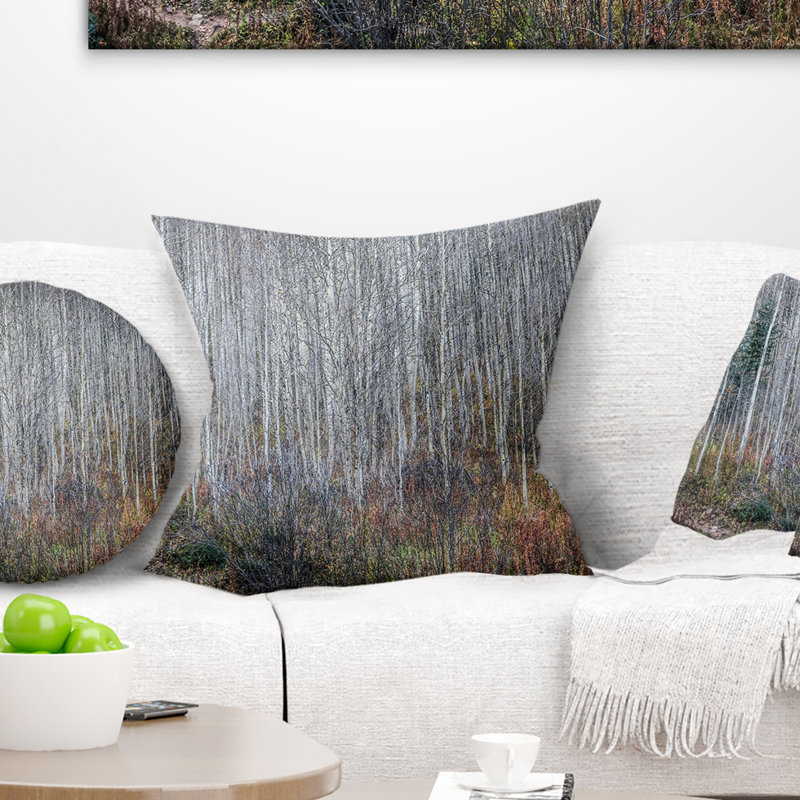 Coussin Maroon Bells Mountain View - imprimé forêt, 18 po x 18 po, Coussin décoratif