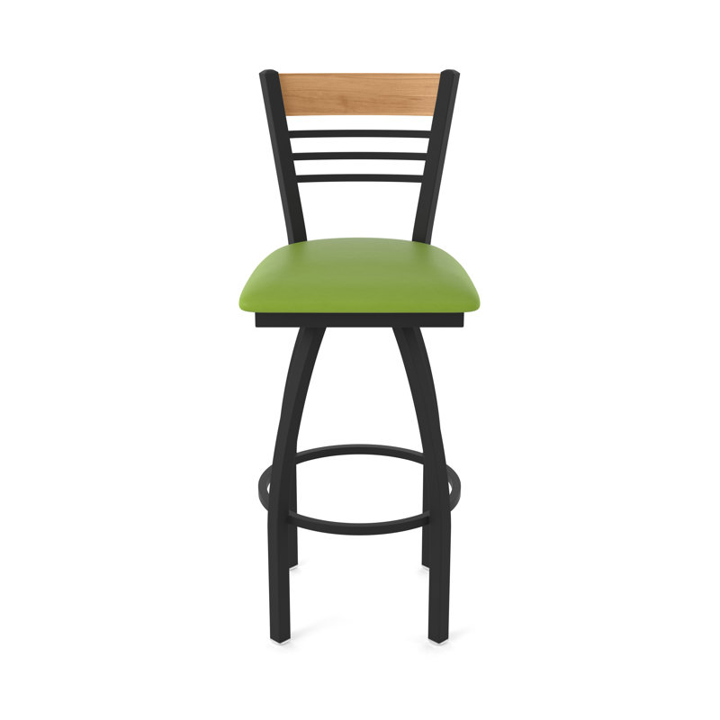 Tabouret de comptoir pivotant 880 Eleanor, Noir, Vert clair, Tabouret de comptoir (siège d’une hauteur de 25