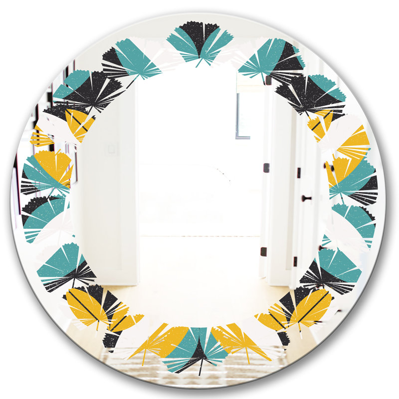 Miroir mural abstrait sans cadre, H 24 po x l 24 po, Abstract Flower Design 