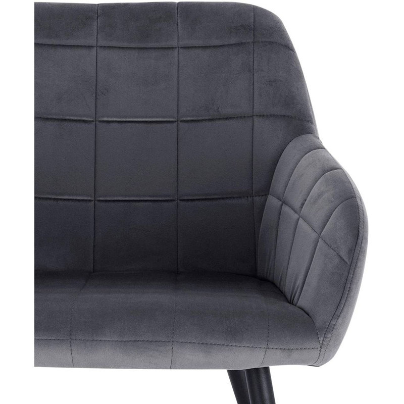 Palumbo Upholstered Dining Chair, 2, Dark Grey, Black