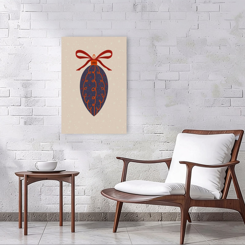 Festive Ornament Delight Abstract Contemporary Winter Landscape Wall Art Print 1 Piece Wrapped Canvas Wall Art