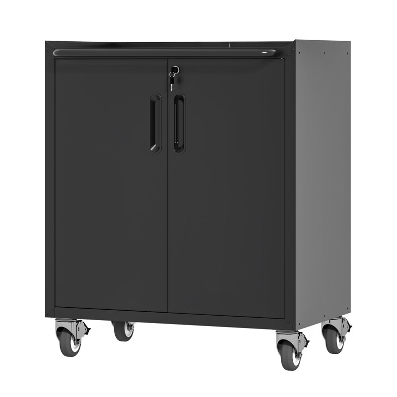 Heavy-Duty Metal Garage Storage Cabinet with Lockable Wheels - Sturdy Steel Tool Storage Cabinet with Adjustable Shelves for Garage, Office, and Home Organization