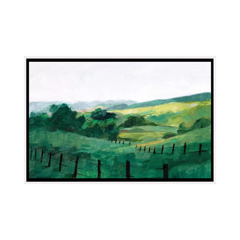 «Fence Line II» par Ethan Harper - reproduction d'art, H 32 po x l 48 po x 1,5 po, Toile blanche encadrée, Pas de tapis