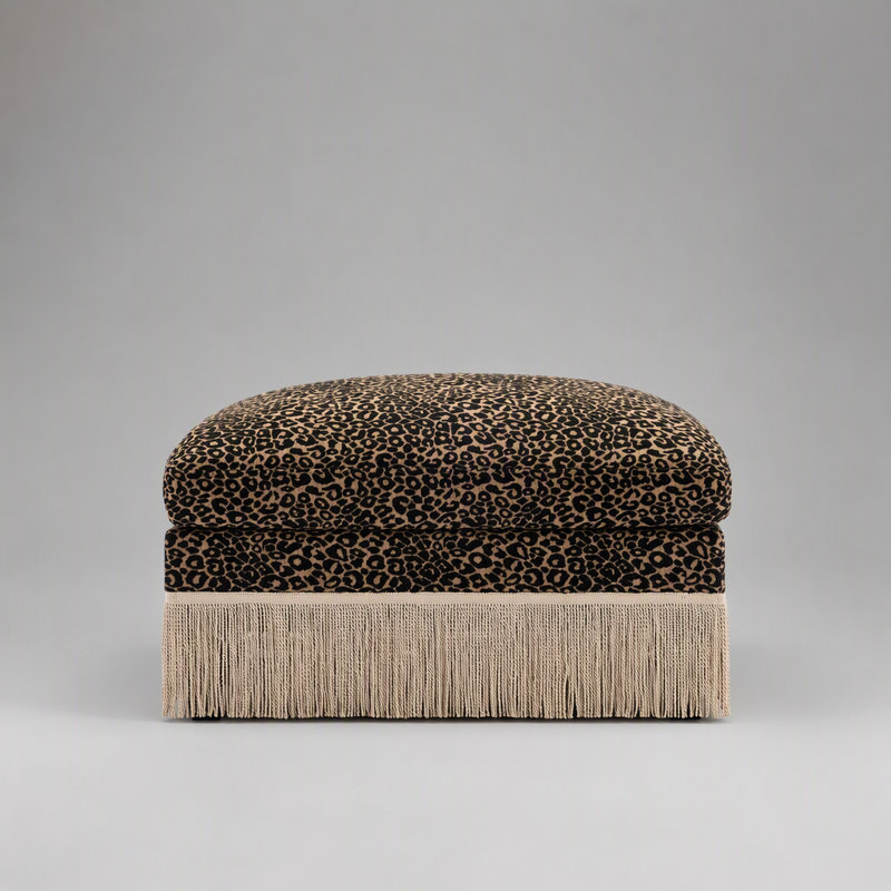 Pouf en chenille à imprimé léopard - Doux, élégant et polyvalent pour les espaces de vie modernes, Brun-noir