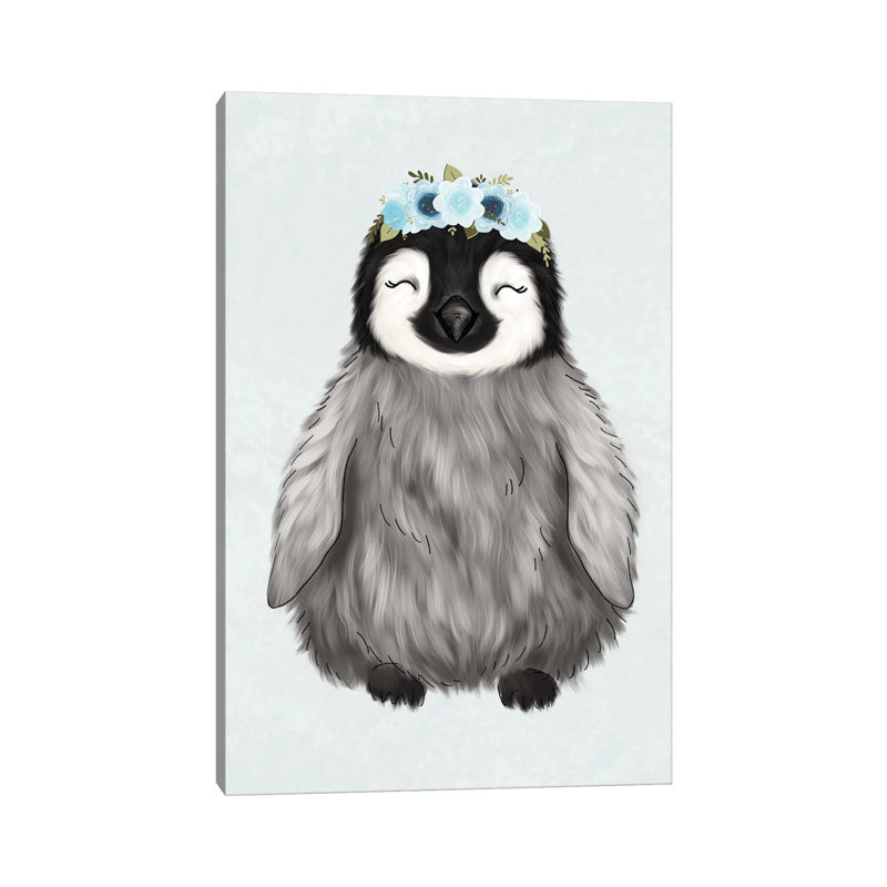 Floral Crown Baby Penguin by Katie Bryant - Wrapped Canvas Gallery-Wrapped Canvas Giclée, 101.6 cm H x 66.04 cm W x 1.91 cm D