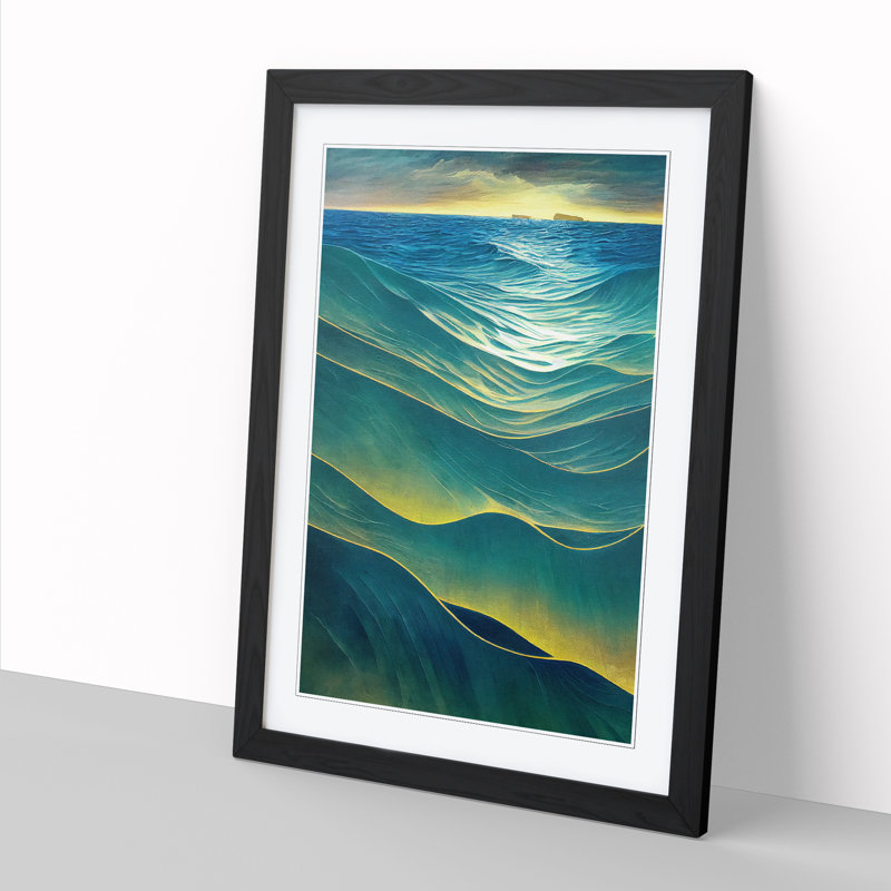Seascape Abstract Vol.1 - Single Picture Frame Painting, Black, 34cm H x 25cm W x 2cm D