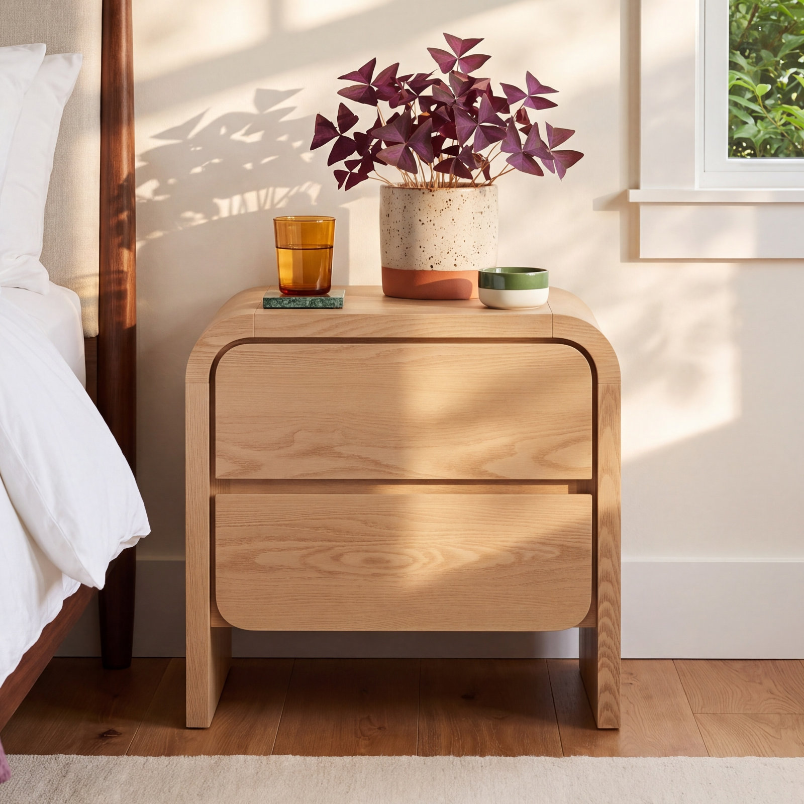 Nori 2-Drawer Nightstand, Timber
