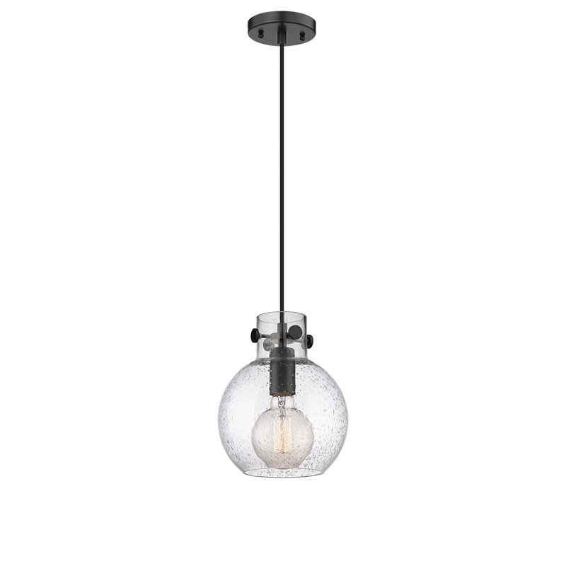 Luminaire suspendu 1 lumière Lantz, Grainé, H 9,13 po x l 8 po x P 8 po, Noir mat