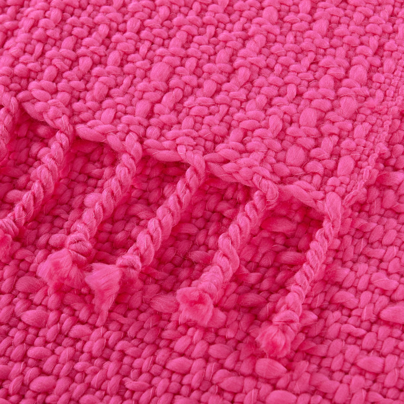 Knitted Throw Blanket, Hot Pink