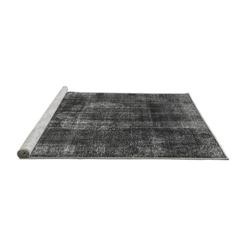 Tapis gris en polyester tissé à la machine Georgs, Carré 4 pi