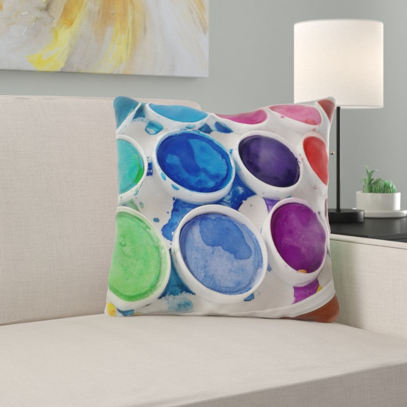 Coussin décoratif aquarelles Caddell, Intérieur, Microsuède