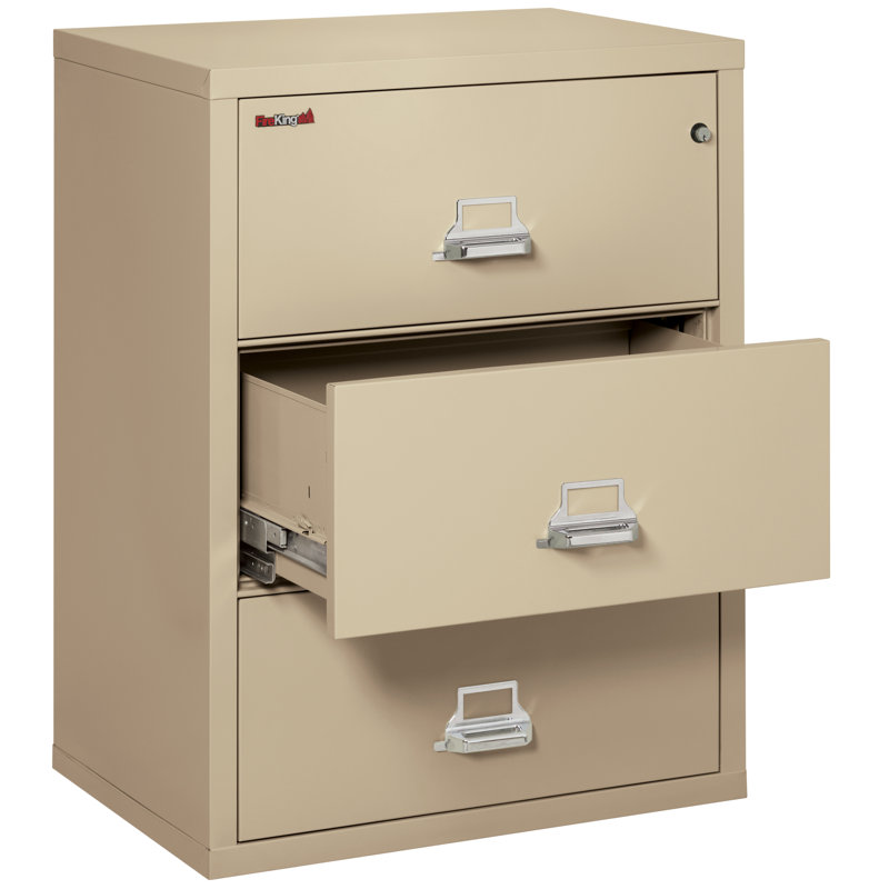 Fireproof 3 - Drawer File Cabinet, Parchment, Key Lock