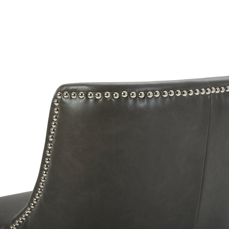 Tabouret de bar et de comptoir Arvelle, Similicuir rétro gris caillou, Tabouret de bar (siège d'une hauteur de 30 po)