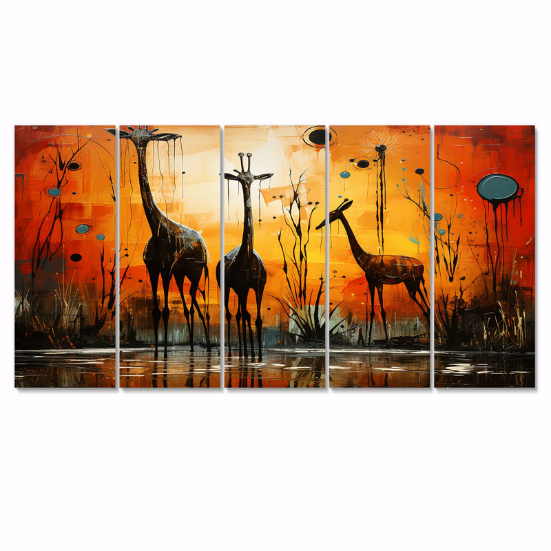 Décoration murale 5 pièces Culleen - Girafe, H 28 po x l 60 po