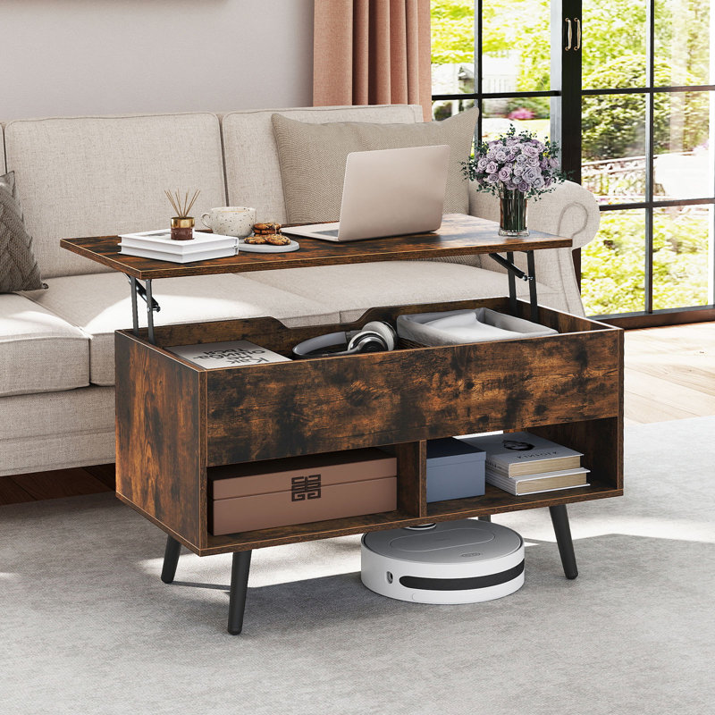 Lift Top Coffee Table with Storage, Brown, Brown