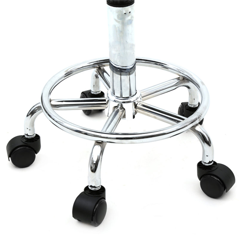 Tabouret roulant blanc avec dossier, tabouret pivotant réglable en hauteur pour salon de coiffure, tabouret rond en similicuir avec roulettes pour bureau, salon de coiffure et usage domestique