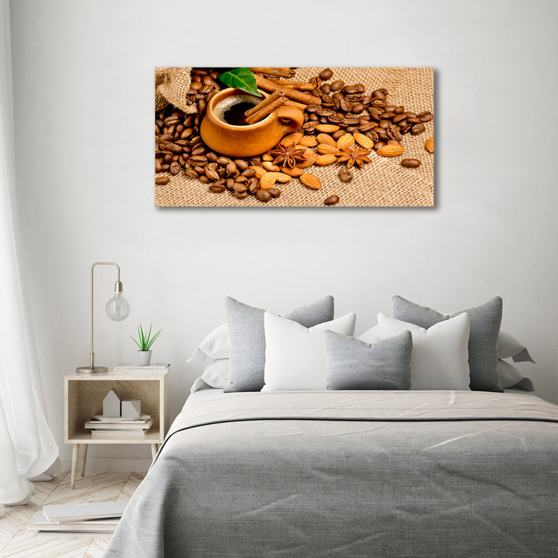 Grains Of Coffee And A Cup - Wrapped Canvas Print