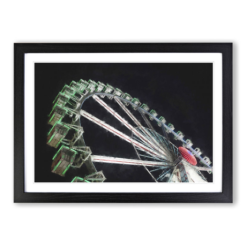 Ferris Wheel Vol.1 - Framed Print, 48cm H x 65cm W x 2cm D, Black Framed