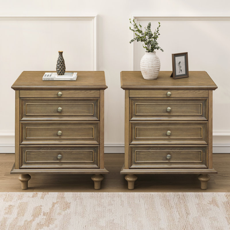 Ensemble de 2 tables de chevet Farmhouse, Marron clair