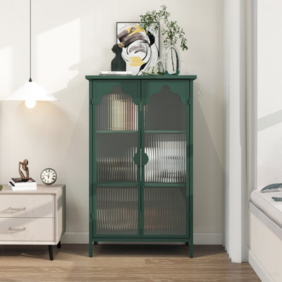 Armoire de rangement en métal à 2 portes, armoire de présentation avec portes en verre, buffet de cuisine en métal, armoire de rangement en verre pour salle à manger, salon, chambre à coucher