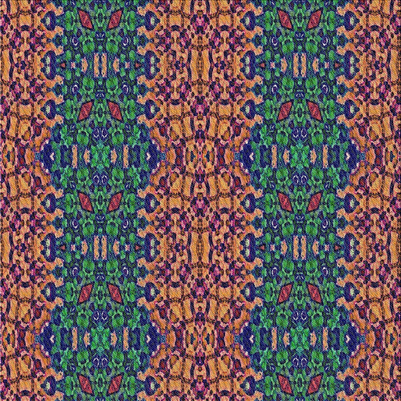 Tapis rouge/vert à motifs, Carré 4 pi