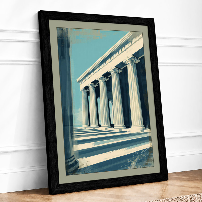 Columns and Sky Modern - Framed Print, Black, A3 - 42.0 x 29.7 cm