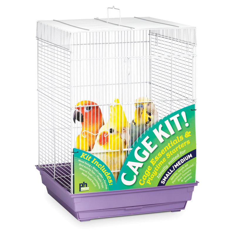 Ensemble d'oiseaux de départ en plastique avec perchoir de 22 po , Blanc / mauve