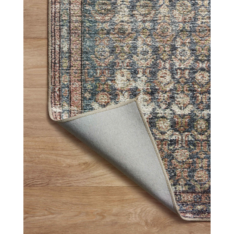 Ocean Blue Distressed Rectangular Synthetic Area Rug 3'6" x 5'6"