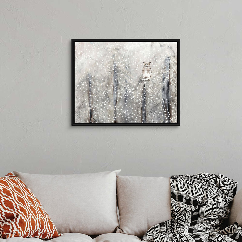 Reproduction d’art sur toile, "Snowy habitat I" par Alicia Ludwig, Cadre noir, H 26 po x l 32 po x P 1,75 po