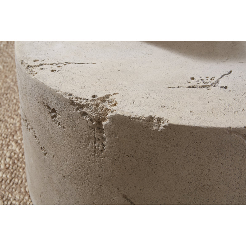 39" Beige Round Roman Stone Outdoor Coffee Table