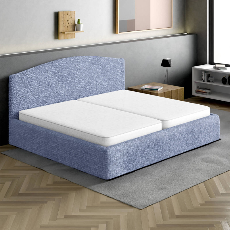Stretchy Slipcover for Bed Headboard & Frame - Easy to Clean & Durable - Comfort Collection, King, Blue