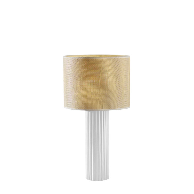Aldreth Ceramic Table Lamp, White Ribbed, 24" H x 13" W x 13" D