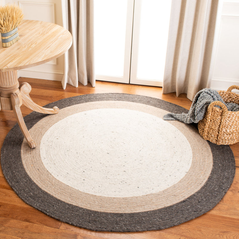 Tapis géométrique tissé à la main 0,6 po en laine Coley, Rond 8 pi