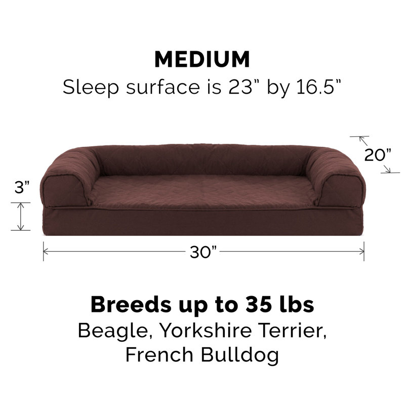 Orthopedic Polyester Pet Bed, Medium (30" W x 20" D x 6" H), Coffee