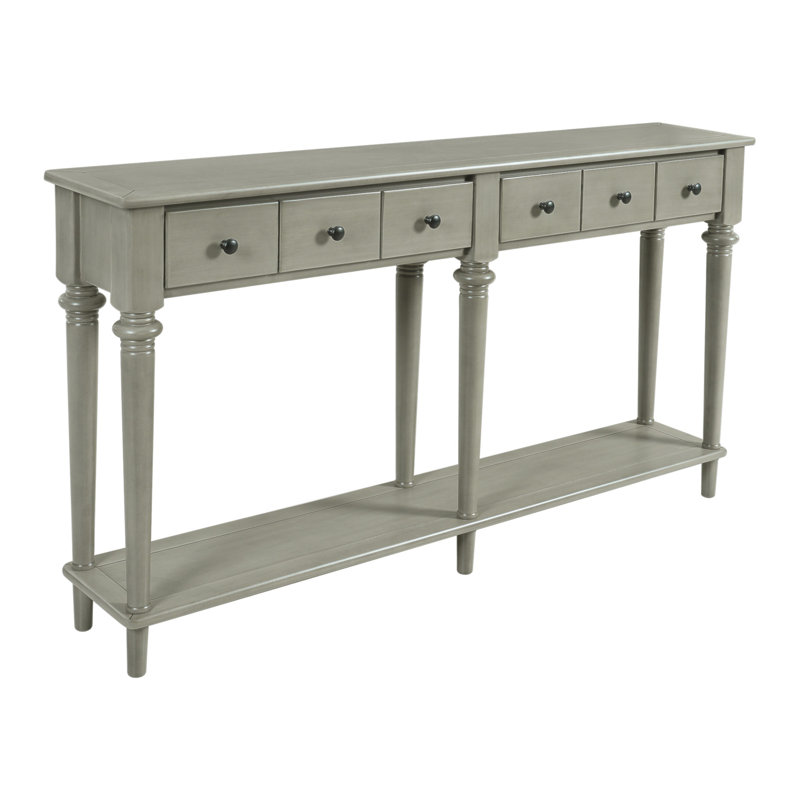TREXM Entryway Table With 4 Drawers, Retro Console Table With Open Shelf For Entryways, Living Rooms, And Hallways (Grey Wash)
