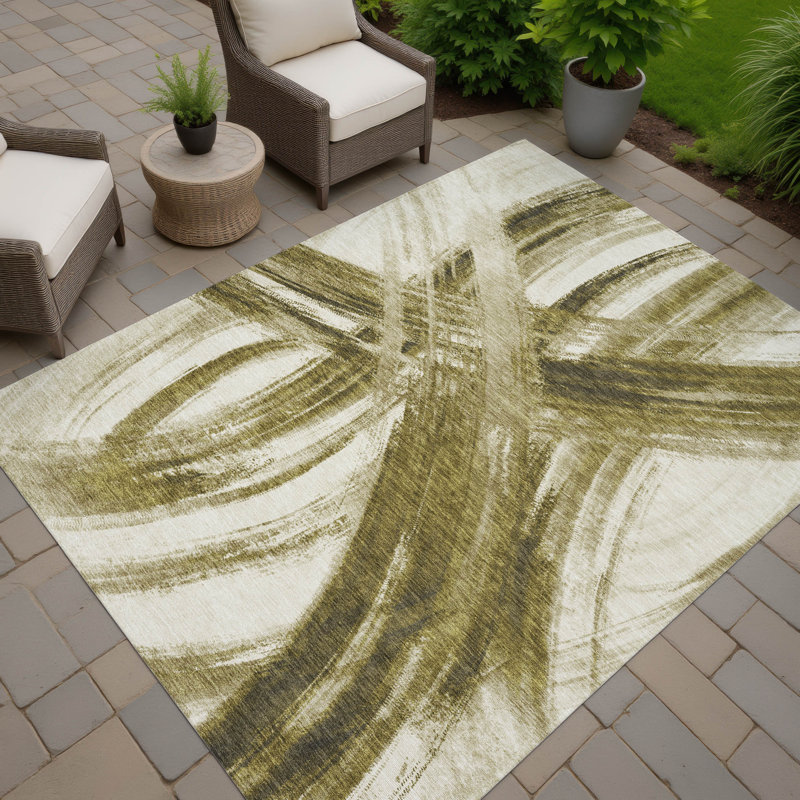 Machine Washable Indoor/Outdoor Lockway ACN2421 Abstract Rug, Rectangle 10' x 14'