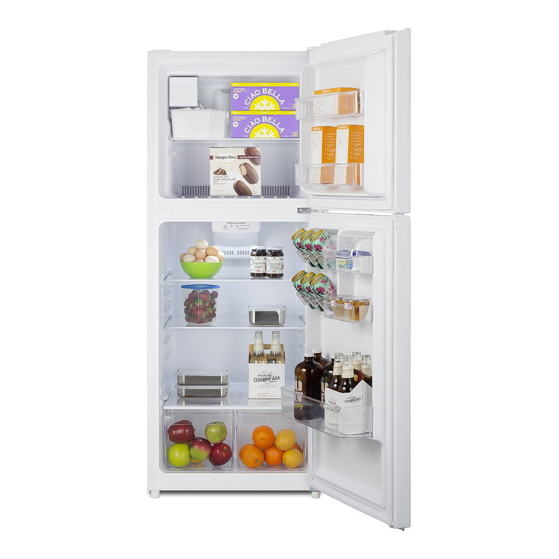 Summit Appliance 24" Wide Top Mount Refrigerator-Freezer with Ice Maker, White