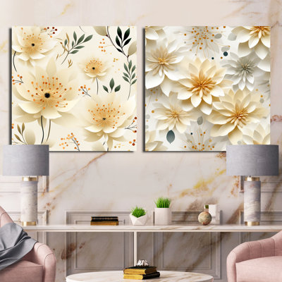Carnation Mandalas Flowers Boho Pattern IV - Floral Square Collage Set Of 2